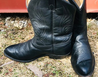 Vintage Brahma by Canada West Men's Black Western Boots Size 9.5, Cowboy Boots, Vintage Cowboy Boots, Vintage Western Wear, Vintage Boots