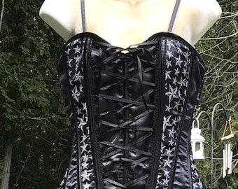 Steampunk Corset Dress with Stars Size Medium, Gothic Dress, Gothic Clothing , Victorian Gothic Clothing, Corset Dress, Steampunk Clothing