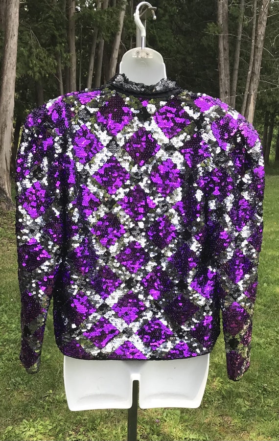 Vintage Black Purple and Silver Sequin and Beaded Jacket Vintage
