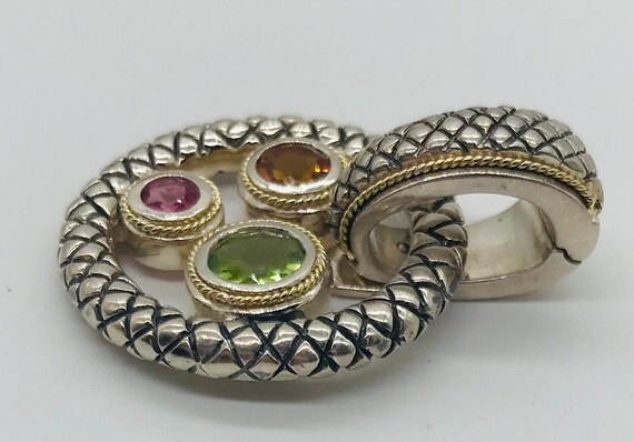 Round Shape Fancy Eleganza Silver and 18k Pendant With Multi