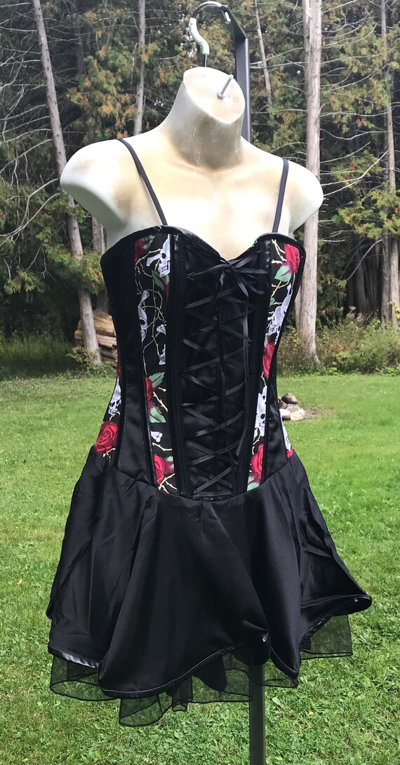 Gothic cross back lace panel corset dress hot sale