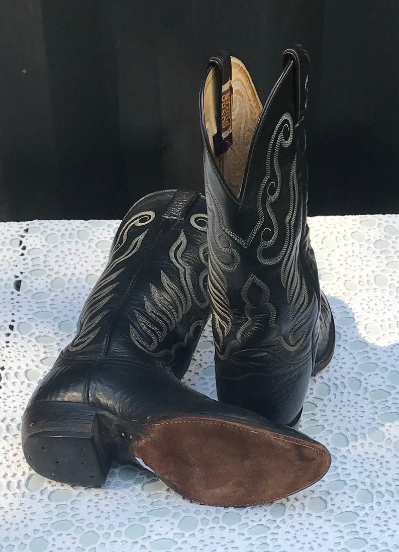 Vintage Men's Hondo Black Western Boots Size 8 1/2 EE | Etsy