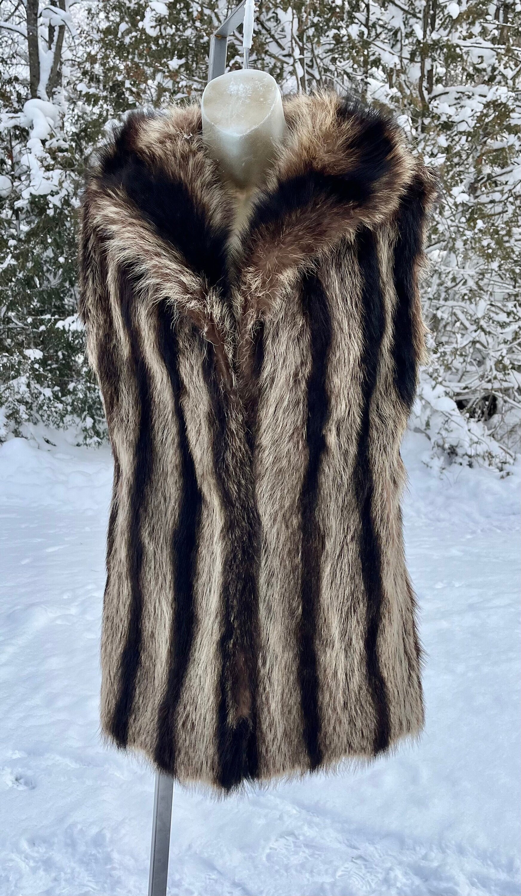 Vintage Fake Fur Vest Navy Base Large