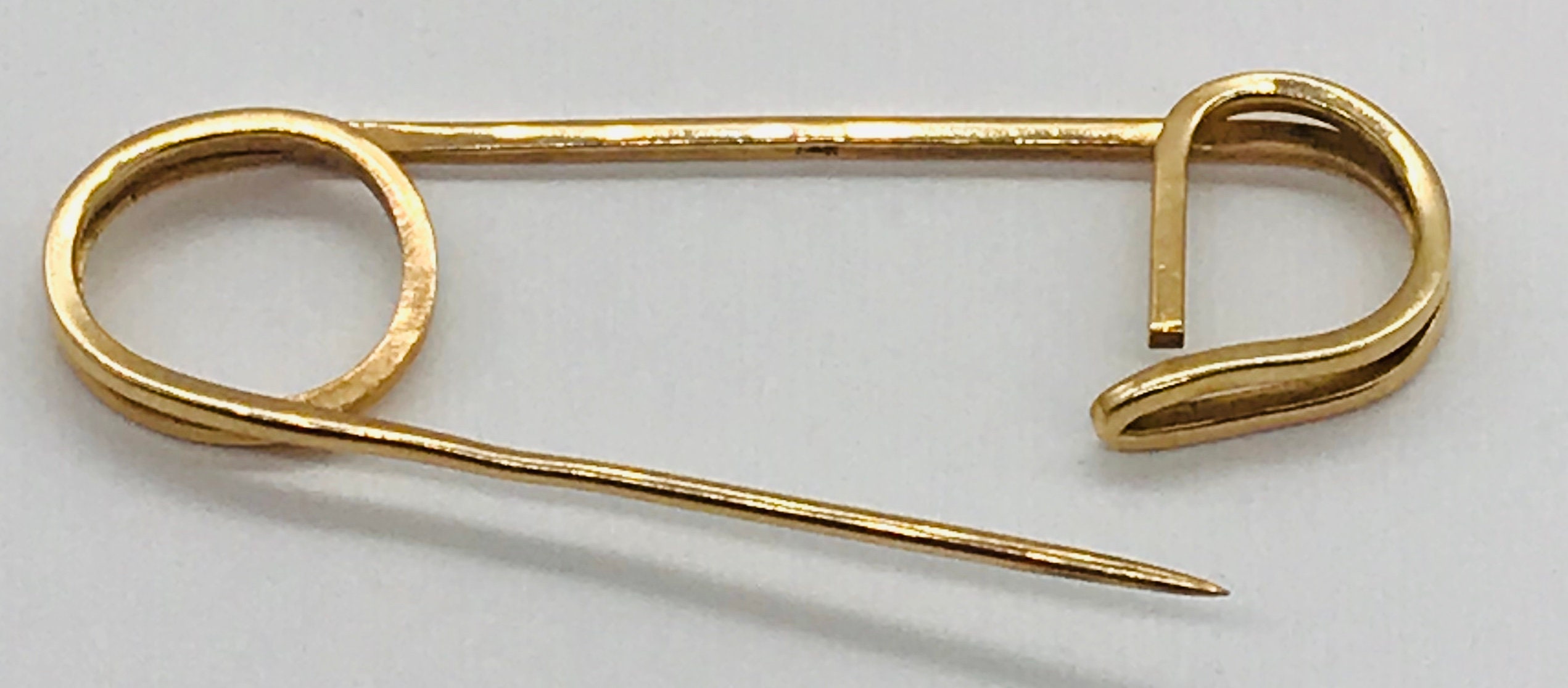 14K Vintage Safety Pin Simple Diaper Pin/Brooch Yellow Gold [CFXR