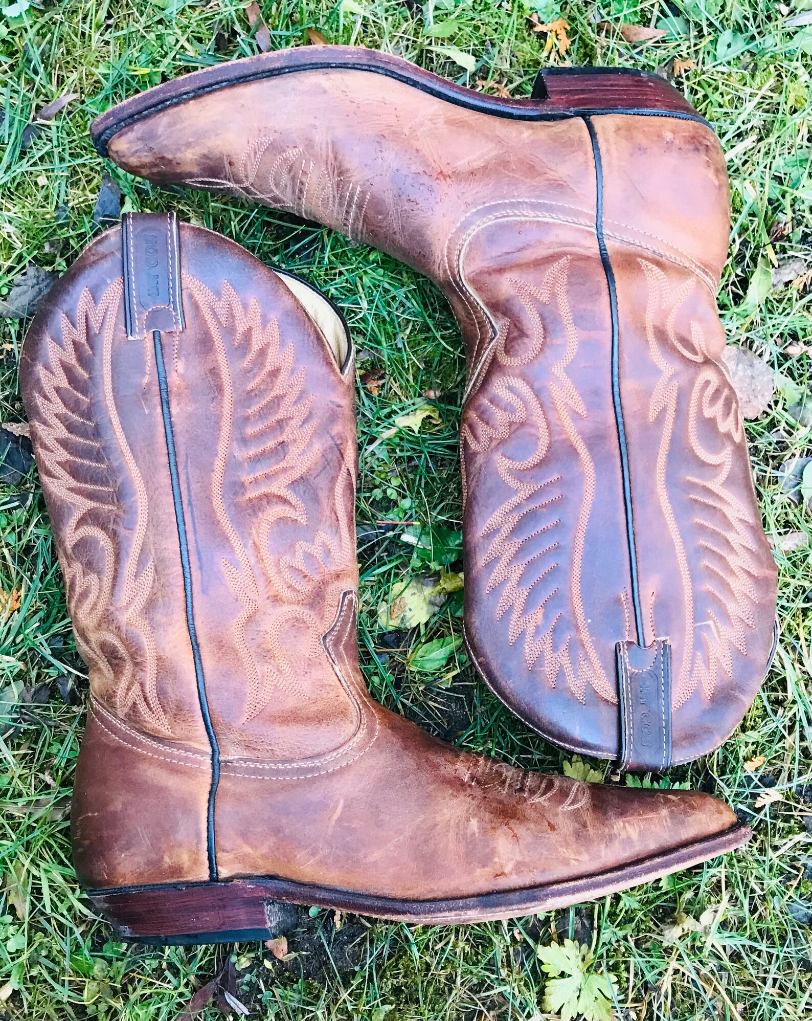 Vintage Boulet Mens Western Cowboy Boots Size 9 1/2, Vintage Cowboy