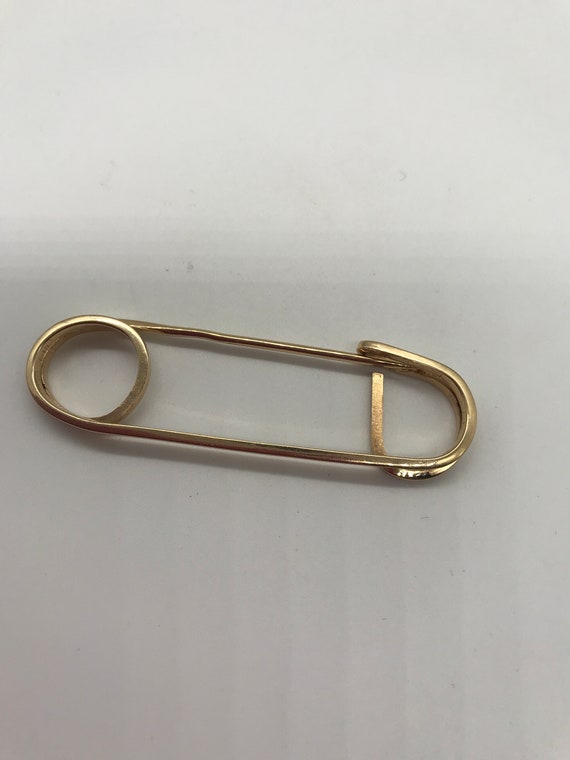 Vintage Large 14k Yellow Gold Safety Pin Brooch, … - image 6