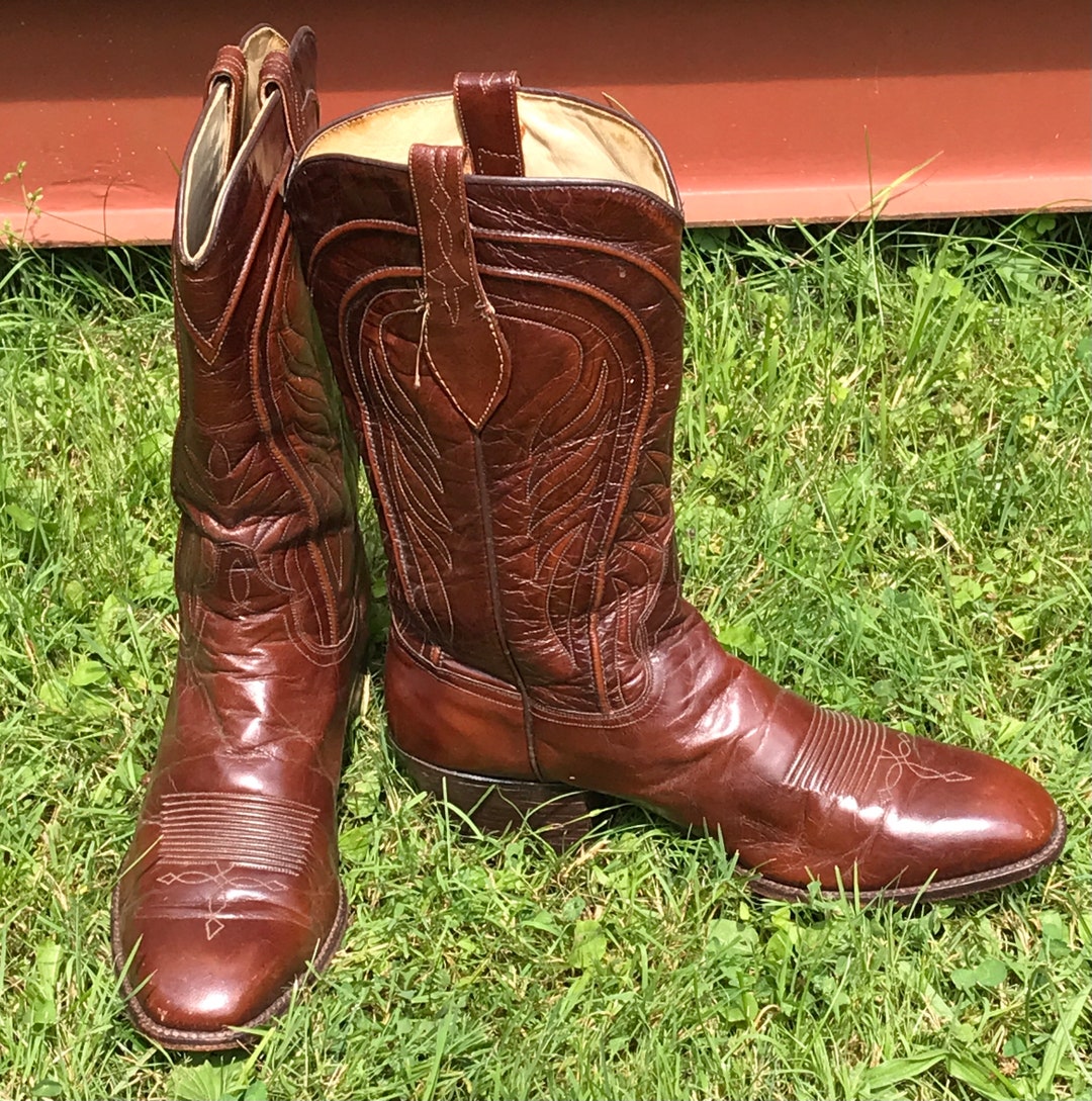 Vintage Mens Dan Post Western Cowboy Boots Size 10 Cowboy Etsy