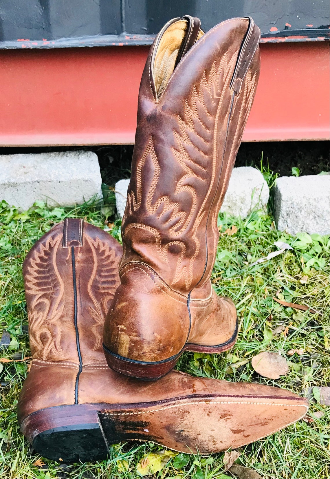 Vintage Boulet Mens Western Cowboy Boots Size 9 1/2 Vintage Etsy