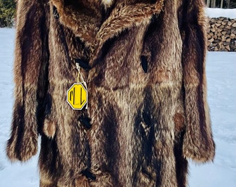 Vintage Unisex Raccoon Fur Jacket, Vintage Fur Coat, Vintage Vintage Unisex Raccoon Fur Jacket, Vintage Fur Coat, Vintage