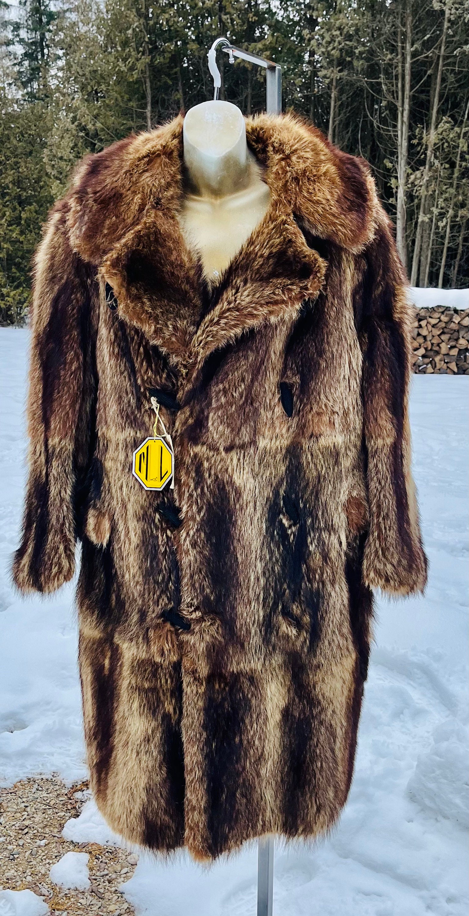 Vintage Unisex Raccoon Fur Jacket, Vintage Fur Coat, Vintage