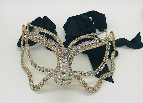 Masquerade Mask Czechoslovakia Crystals Style MJ2… - image 1