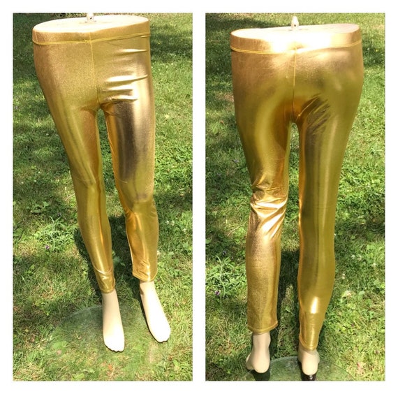 Gold Metallic Shinny Adult Leggings, Burning Man … - image 1