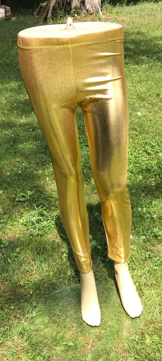 Gold Metallic Shinny Adult Leggings, Burning Man Leggings, Burning