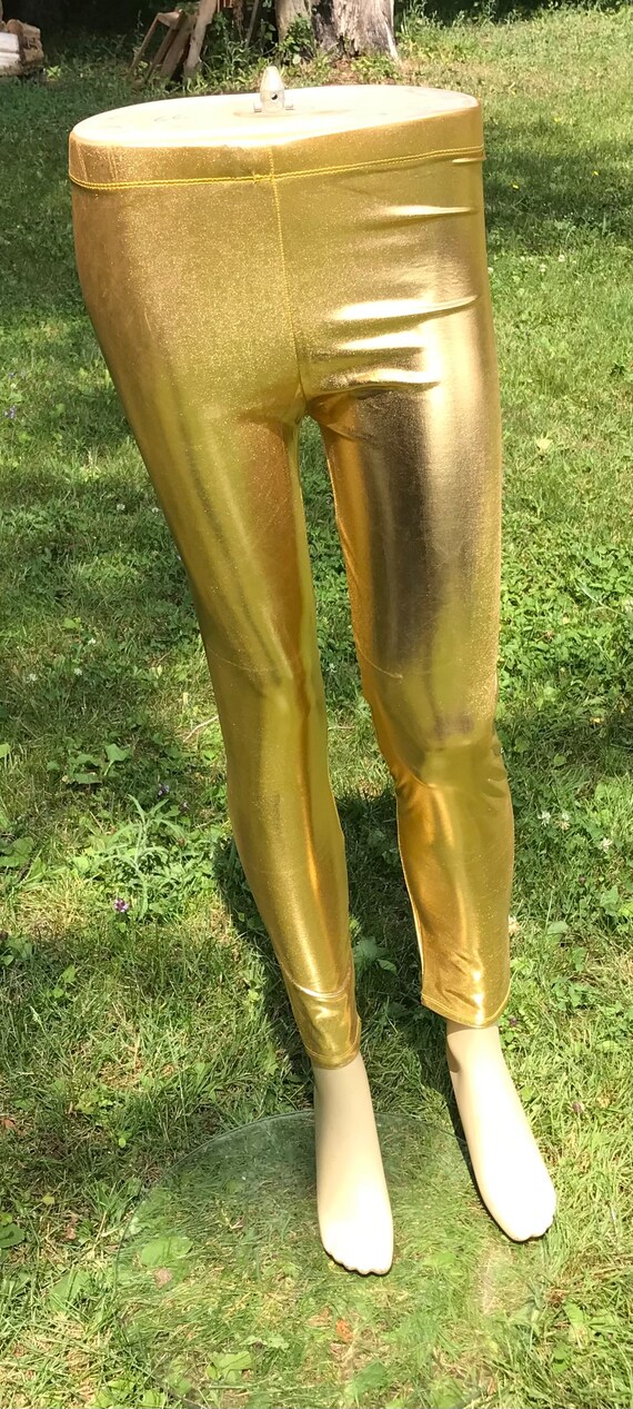 Gold Metallic Shinny Adult Leggings, Burning Man Leggings, Burning