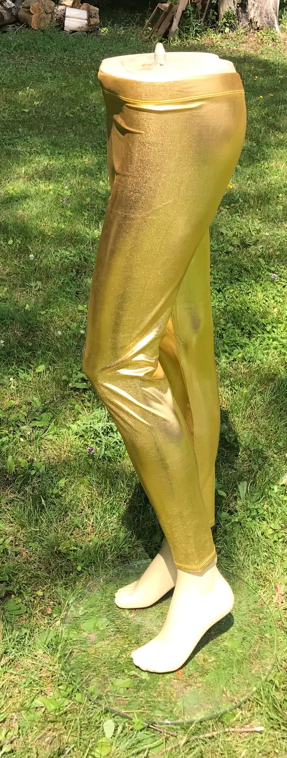 Gold Metallic Shinny Adult Leggings, Burning Man … - image 3