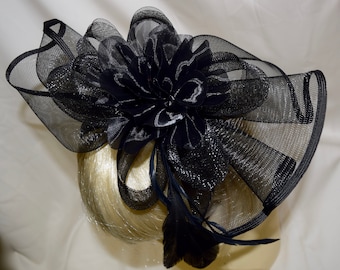 Floral with Flare Style Fancy Fascinator Black, Fancy Fascinator, Fascinator Headband, Fancy Hat, Horse Race Fascinator, Fancy Fascinator