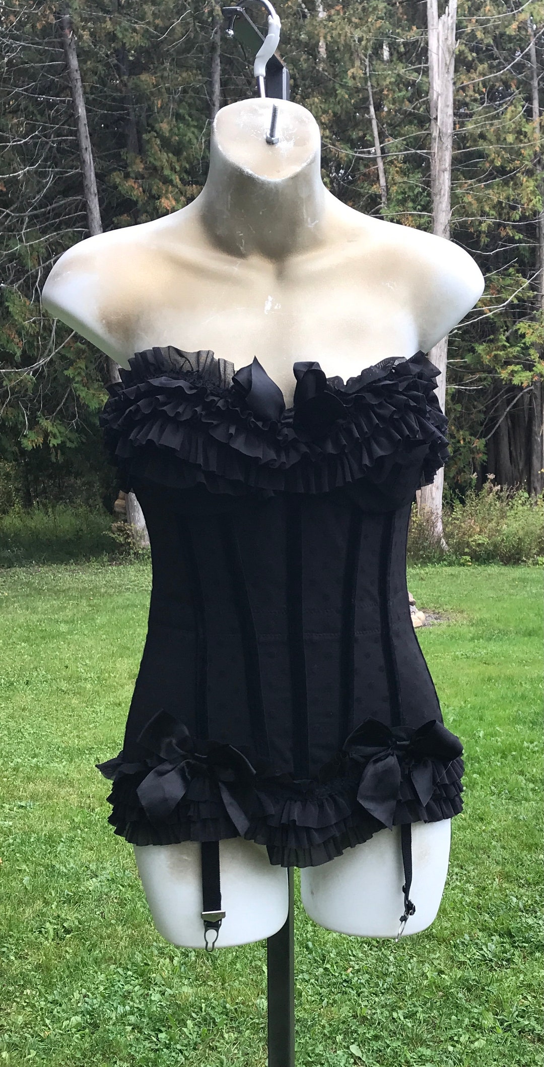 Vintage Simple Black Corset, Classic Black Corset, Costume Corset