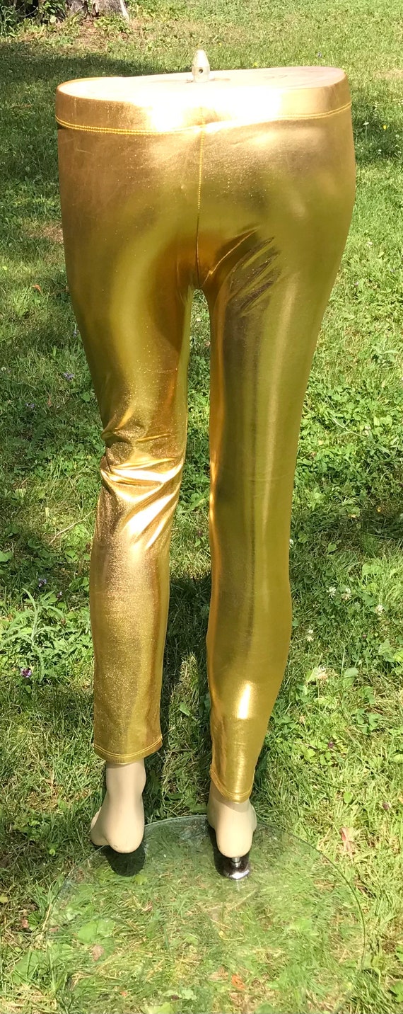 Gold Metallic Shinny Adult Leggings, Burning Man … - image 4