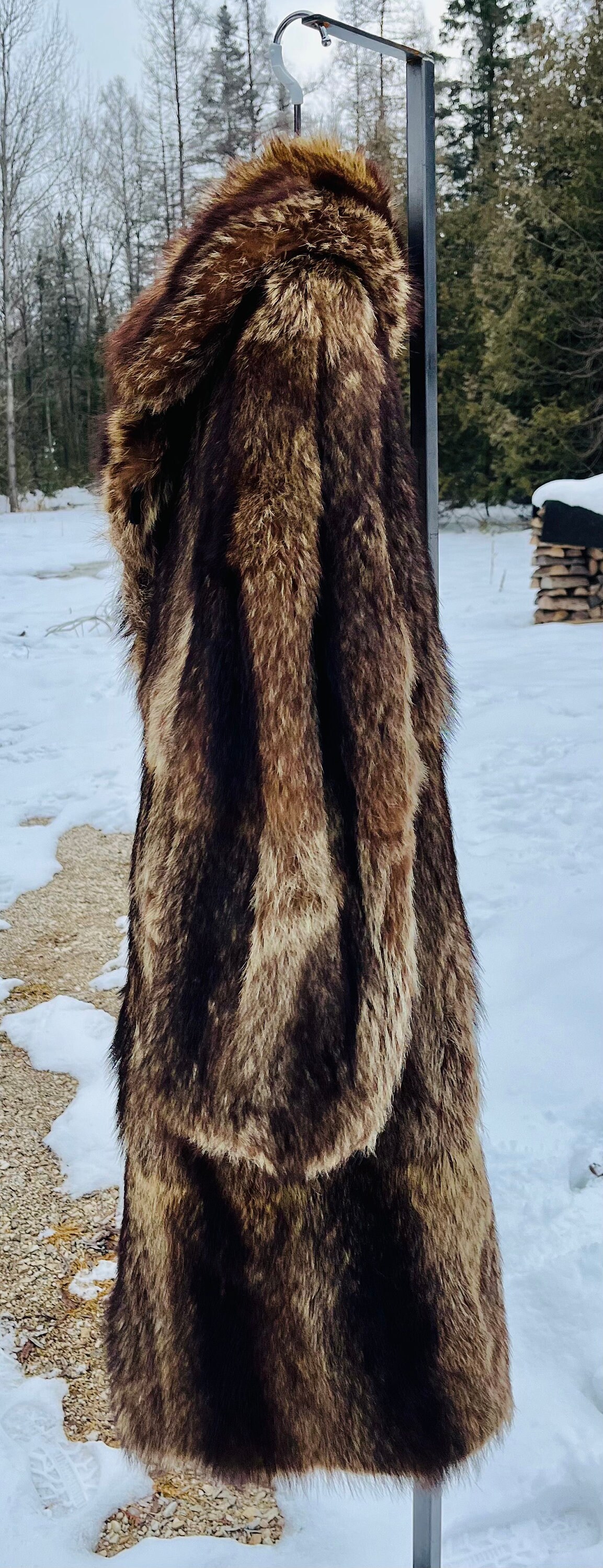 Vintage Unisex Raccoon Fur Jacket, Vintage Fur Coat, Vintage