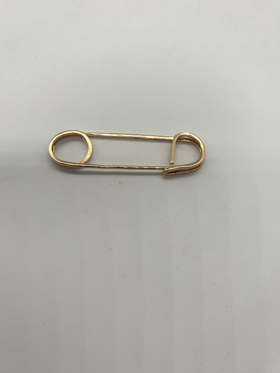 Vintage Large 14k Yellow Gold Safety Pin Brooch, … - image 5