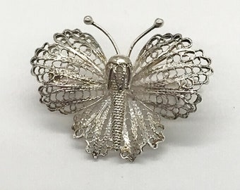 Vintage Filigree Silver Butterfly Brooch Pin, Butterfly Jewelry, Vintage Silver Jewelry, Vintage Brooch Pin, Vintage Jewelry