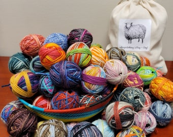 Mini Sock Yarn - various colors and manufacturers, 20 center-pull "eggs," 10g each (200g total)