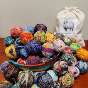 Mini Sock Yarn - various colors and manufacturers, 20 center-pull "eggs," 10g each (200g total)