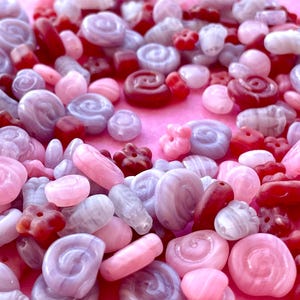 75pcs - Assorted Love Swirl Glass Beads, Glass Mixed Beads, Assorted Shapes Beads, Jewelry Supplies