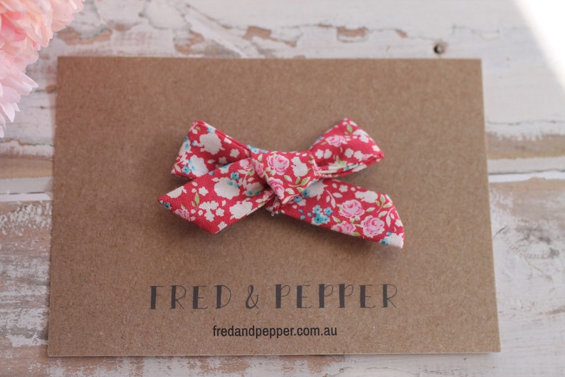 Red Floral Hair Bow Clip For Girls