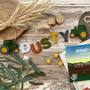 Tractor Name Garland, Nursery Name Sign, Farm Wall Decor