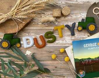 Tractor Name Garland, Nursery Name Sign, Farm Wall Decor
