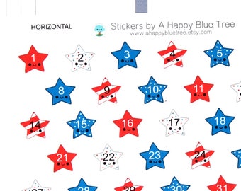 Happy Stars and Stripes Date Covers for HORIZONTAL Erin Condren Life Planner ECLP Kawaii Cute Funny Personal Mambi July Summer Patriotic