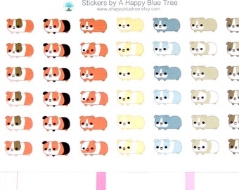 Happy Guinea Pig Reminder Tracker Cute Kawaii Planner Stickers Erin Condren Mambi Kikkik Plum A6 Personal Funny Pet Hamster