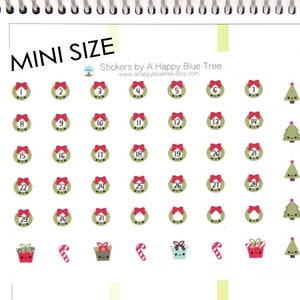 Tiny Happy Christmas Wreath Monthly Date Dots Covers Stickers Erin Condren Life Planner ECLP A5 A6 Personal Mini Kawaii Cute Funny December