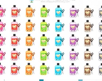 Happy Dog Grooming Reminder Kawaii Stickers for Erin Condren planner ECLP Personal Mambi Kikkik Midori Plum Funny Cute Puppy Bath