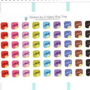 MINI Happy Celebrate Square Reminder Tracker Cute Kawaii Planner Stickers Erin Condren Life Kikkik Mambi A5 A6 Personal Party Birthday