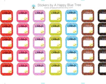 Happy Celebrate Write in Square Reminder Tracker Cute Kawaii Planner Stickers Erin Condren Life Kikkik Mambi A5 A6 Personal Party Birthday
