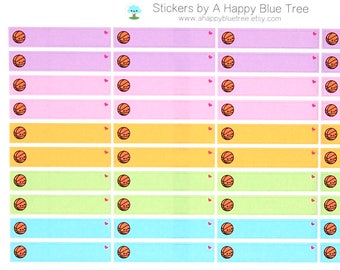 Happy Basketball THIN Label Tracker Reminder Cute Kawaii Personal Planner Stickers Erin Condren ECLP Plum Kikkik Midori Mambi Funny College