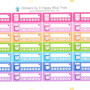 Happy Prescription Bottle Medicine Weekly Habit Reminder Tracker Stickers Erin Condren Life Planner Kawaii Personal Cute Pills Medication