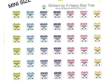 MINI Happy Personal Day Off Tracker Reminder Cute Kawaii Planner Stickers Erin Condren Kikkik Personal Funny Cute Work Business Vacation