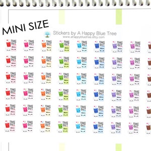 MINI Happy Take Out Fast Food Tracker Reminder Stickers Erin Condren Life Planner Mambi Personal A5 A6 Kawaii Cute Funny Drive Thru Foodie