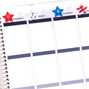 Happy Stars and Stripes Date Dots Covers for VERTICAL Erin Condren Life Planner ECLP Kawaii Cute Funny Personal Mambi Foodie BBQ July Summer