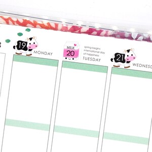Capas de pontos de data de vaca feliz e leite para planejador de vida vertical Erin Condren ECLP Kawaii fofo engraçado mambi criar 365 caixa de morangos lácteos