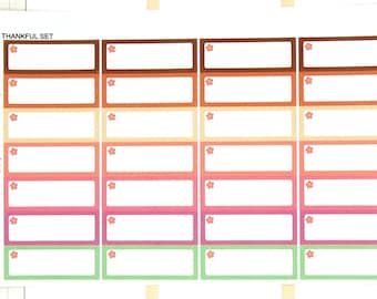 Etiquetas coloridas con una flor (colores de juego agradecidos) Pegatinas Erin Condren Life Planner ECLP Mambi Create 365 Personal Kawaii Quarter Box