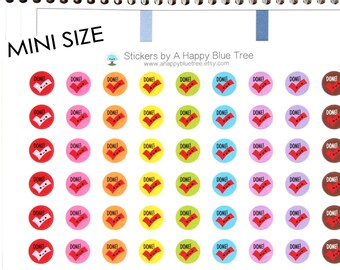 MINI Happy Done Circle Reminder Stickers for Erin Condren Life Planner ECLP Mambi Kikkik Midori Personal Kawaii Cute Finished Checkmark