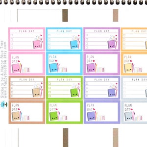 Happy Plan Planning Day Half Box Stickers Erin Condren Life Planner ECLP Mambi Vertical Horizontal Create Personal Kawaii Cute Convention