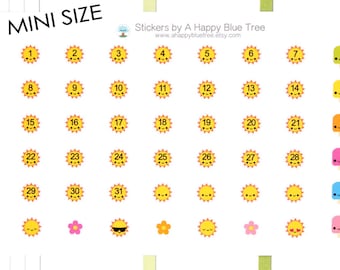 Tiny Happy MINI Sun Date Dots Covers Erin Condren Life Planner ECLP Kawaii Cute Personal Mambi Kikkik Filofax July August Beach Tan Hot Fun