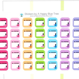 Happy Nail Polish Appointment Write In Reminder Tracker Cute Kawaii Planner Stickers Erin Condren Life Mambi Personal Manicure Pedicure