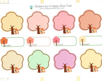 Tree Squirrel Write-in Cute Kawaii Planner Stickers Erin Condren Personal ECLP Kit Vertical Horizontal Chipmunk To Do List Fall Boxes
