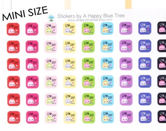 Happy MINI Gym Day SQUARE Appointment Reminder Tracker Cute Kawaii Planner Stickers Erin Condren Life Mambi Personal Workout Exercise Class